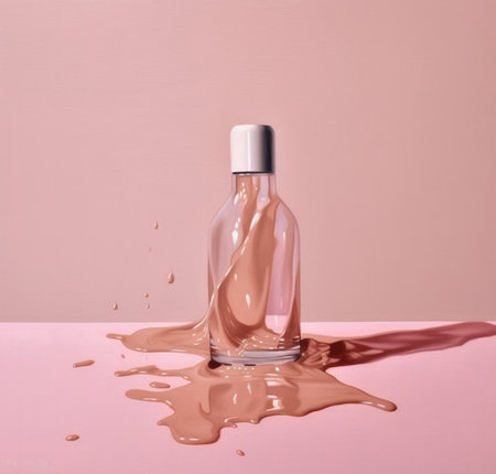 A bottle with a splash of cosmetics with Generative AIの素材