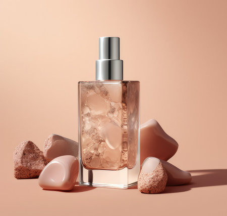 An acrylic bottle mockup with skin foundation with Generative AIの素材