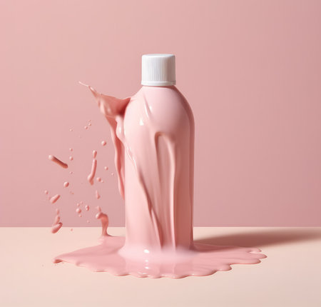 A bottle with a splash of cosmetics with Generative AIの素材