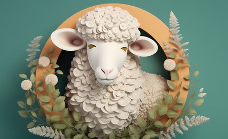 3D rendered sheep image for Eid al-Adha holiday. Generative AIの素材