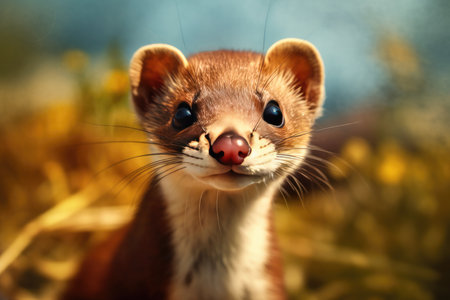 Close-up photo of ferret animal. wildlife photography with Generative AIの素材