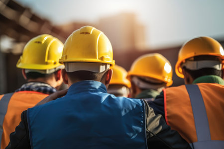 A group of civil engineers as they work together to overcome challenges on a construction site. Generative AIの素材