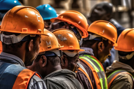 A group of civil engineers as they work together to overcome challenges on a construction site. Generative AIの素材