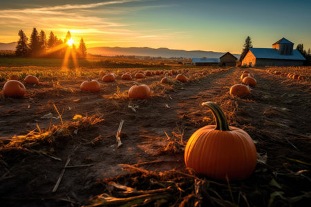 In this Halloween - themed photo, the festive spirit of a pumpkin patch harvest. Generative AIの素材