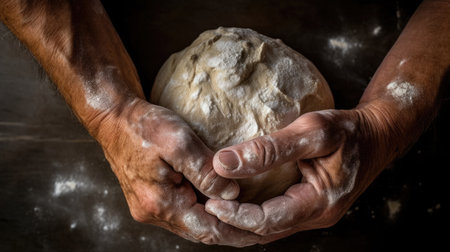 Close-up of hands kneading dough Generative aiの素材