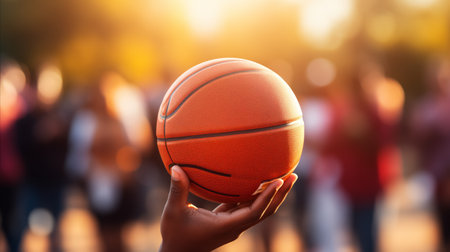 A basketball player holding a basketball in his hand.の素材