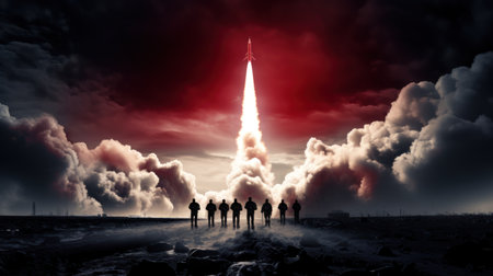 Terrifying ballistic missile streaking across the sky.. Generative AIの素材