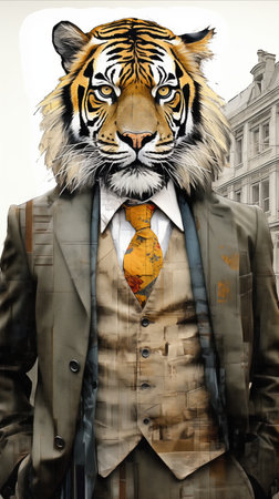A tiger in a suitの素材