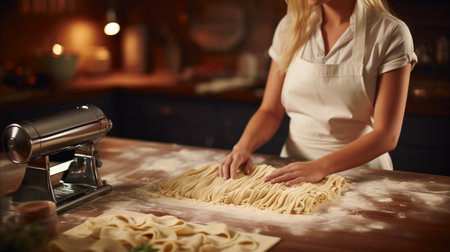 Close-up photo of woman making cakeの素材