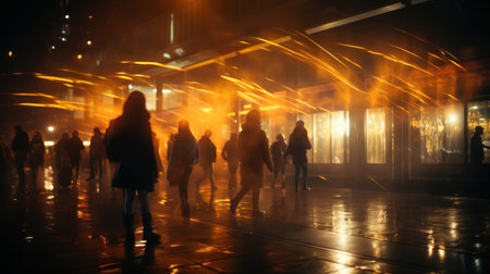 A crowded street with a diversity of people. Generative AIの素材