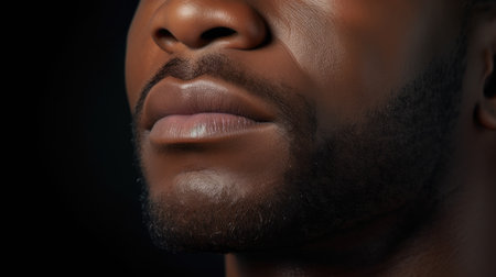 Close-up of a man's face. Generative AIの素材