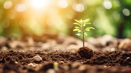 A small sapling symbolizing growth and hope.. Generative AIの素材