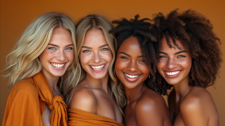 A diverse group of stunning women posing together for a photo.の素材