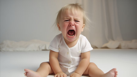 A little baby is crying.の素材