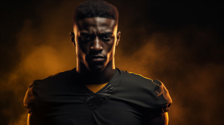 A portrait of an American football player.の素材