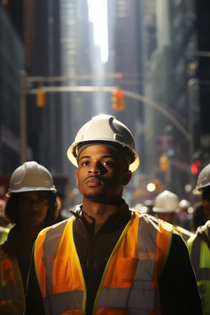 Engineer at construction site. Generative AI.の素材