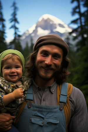 Father and daughter posing happily. Generative AI.の素材