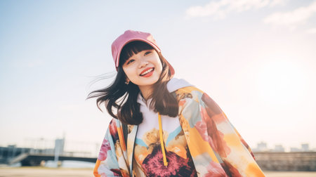 Close-up photo of Asian teenage girl.の素材
