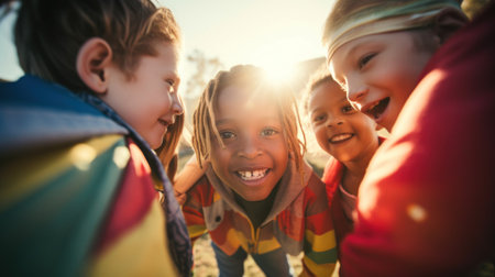 Group of children friends having fun together. Generative AIの素材