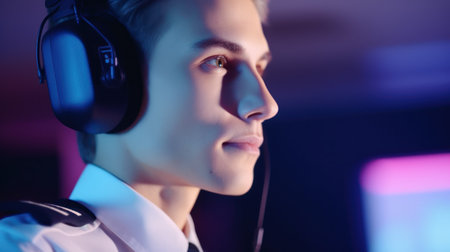 A pilot in uniform sits in the cockpit, ready to take control of the aircraft.. Generative AIの素材