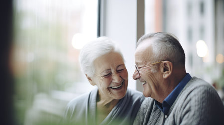 Happy photo of elderly couple together. Generative AIの素材