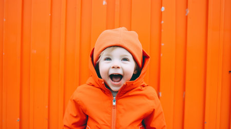 Cute boy in a raincoat. Generative AIの素材