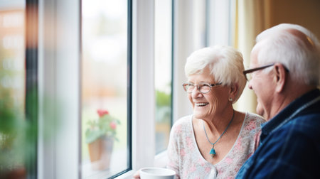 Happy photo of elderly couple together. Generative AIの素材