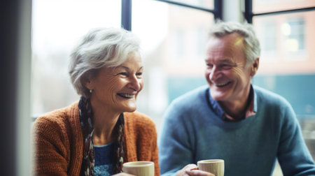 Happy photo of elderly couple together. Generative AIの素材