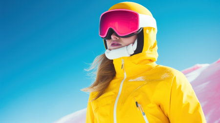 A skier man in the snow at a ski resort. Generative AIの素材