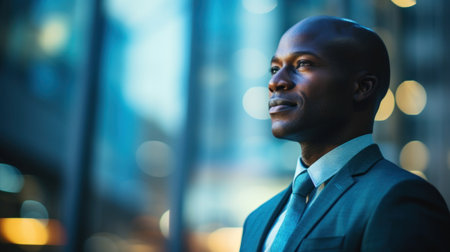 African businessman on a street of plazas. Generative AIの素材