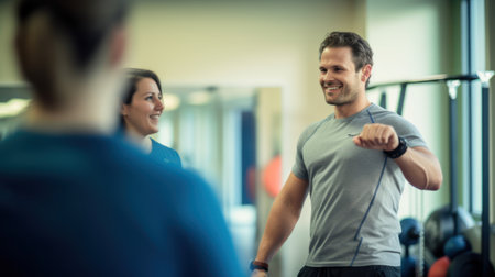 Sports instructor teaching his students. Generative AIの素材
