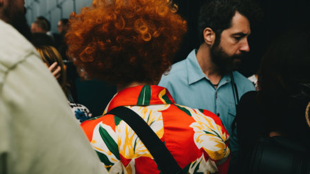 Intimate photo of a group of people lost in the crowds of the city. Generative AIの素材