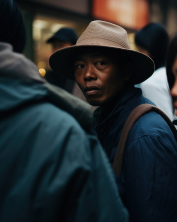 Intimate photo of a group of people lost in the crowds of the city. Generative AIの素材