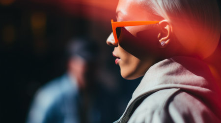 Blonde woman with glasses. Generative AIの素材