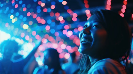 Asian girls having fun together in a club. Generative AIの素材