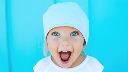 Little girl with colored eyes. Generative AIの素材