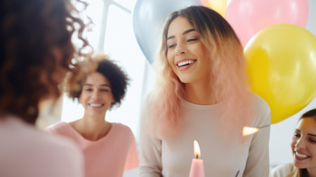 Photo of a group of friends partying at home. Generative AIの素材