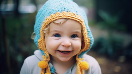 Little girl with colored eyes. Generative AIの素材
