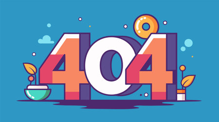 This is a colorful vector illustration of a 404 error page featuring bold numbers and playful design elements, conveying a lighthearted approach to a web page not found error.のイラスト素材