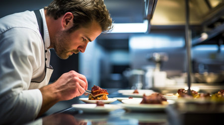 A chef is preparing food in the kitchen. Generative AIの素材