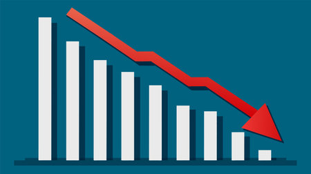 A bar chart displayed with an arrow pointing upward, indicating growth or increase in data.のイラスト素材