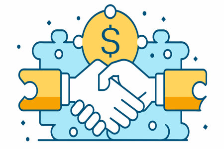 A hand shaking a hand with a dollar sign in the background. Concept of a business deal or partnershipのイラスト素材