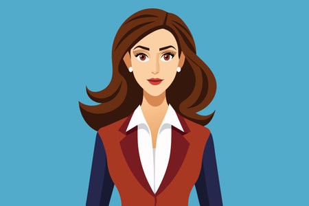 A woman in a business suit with a red jacket and blue pantsのイラスト素材