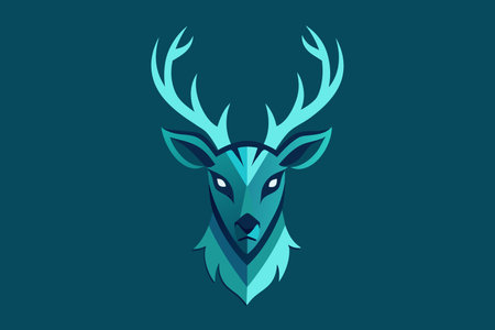 A blue and green deer head with a white eye. The value is looking at the camera. The image is of a logo for a company or organizationのイラスト素材