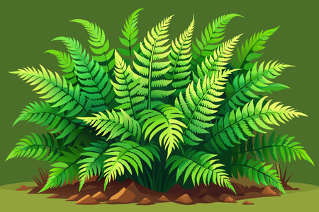 A lush green plant with many leaves is growing in a pot. The plant is full and healthy, and it looks like it is thriving in its environment. Concept of growth and vitalityのイラスト素材