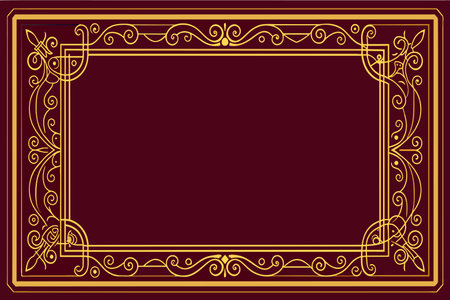 A luxurious golden frame with intricate designs.のイラスト素材