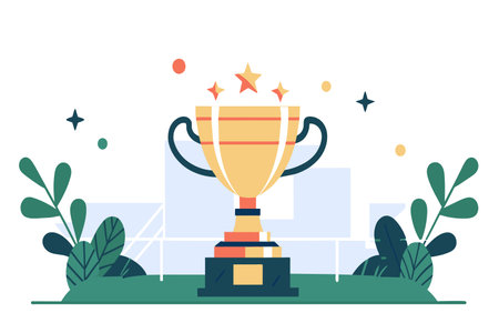 A gold trophy is showcased, signaling victory and success.のイラスト素材