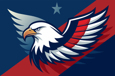 An illustrated eagle with an American flag motif.のイラスト素材