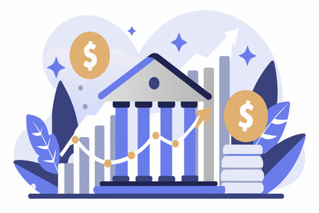 Illustration depicting upward financial trend and stability.のイラスト素材