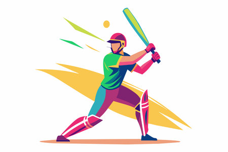 A man standing on a field, holding a baseball bat.のイラスト素材